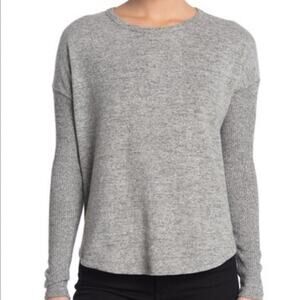 Sweet Romeo Women 3X Plus soft Blouse top Ribbed Dolman Sleeve Pullover Grey